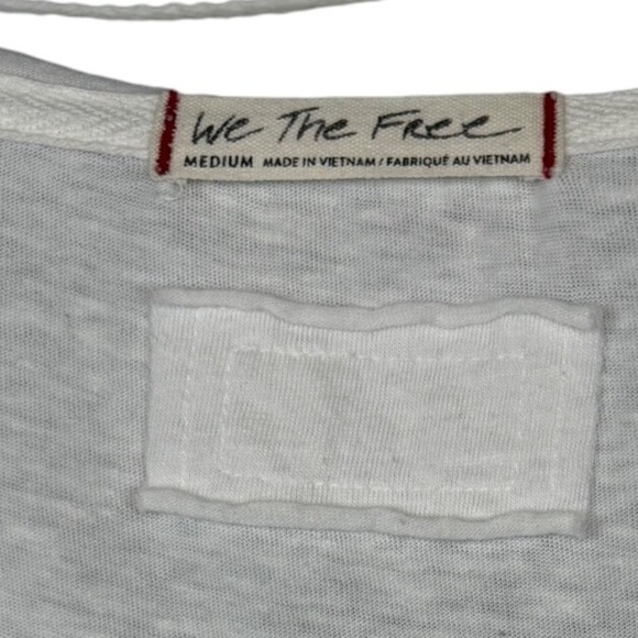 FREE PEOPLE, ALL YOU NEED RUCHED V-NECK TEE, White, Size Medium - Picture 5 of 7